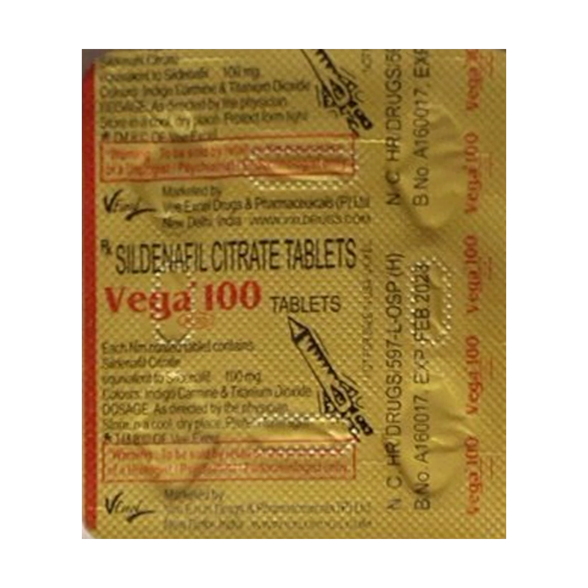 Vega 100mg Tablets 1 Pack of 4 Tablets